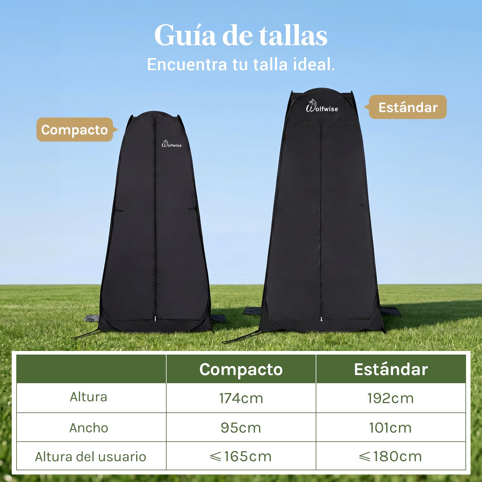 Wolfwise Tienda de Campaña Pop Up Instantánea 40x75 Pulgadas Negro