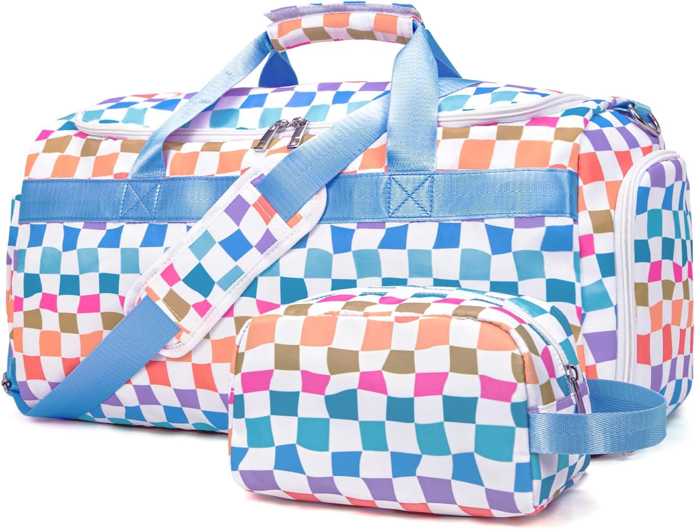 Sports Gym Bag for Men Women, Large Travel Duffle Bag with Shoe Compartment and Wet Pocket, Lightweight Weekender Overnight Bag Fitness Workout Bags for Sports, Gym, Travel