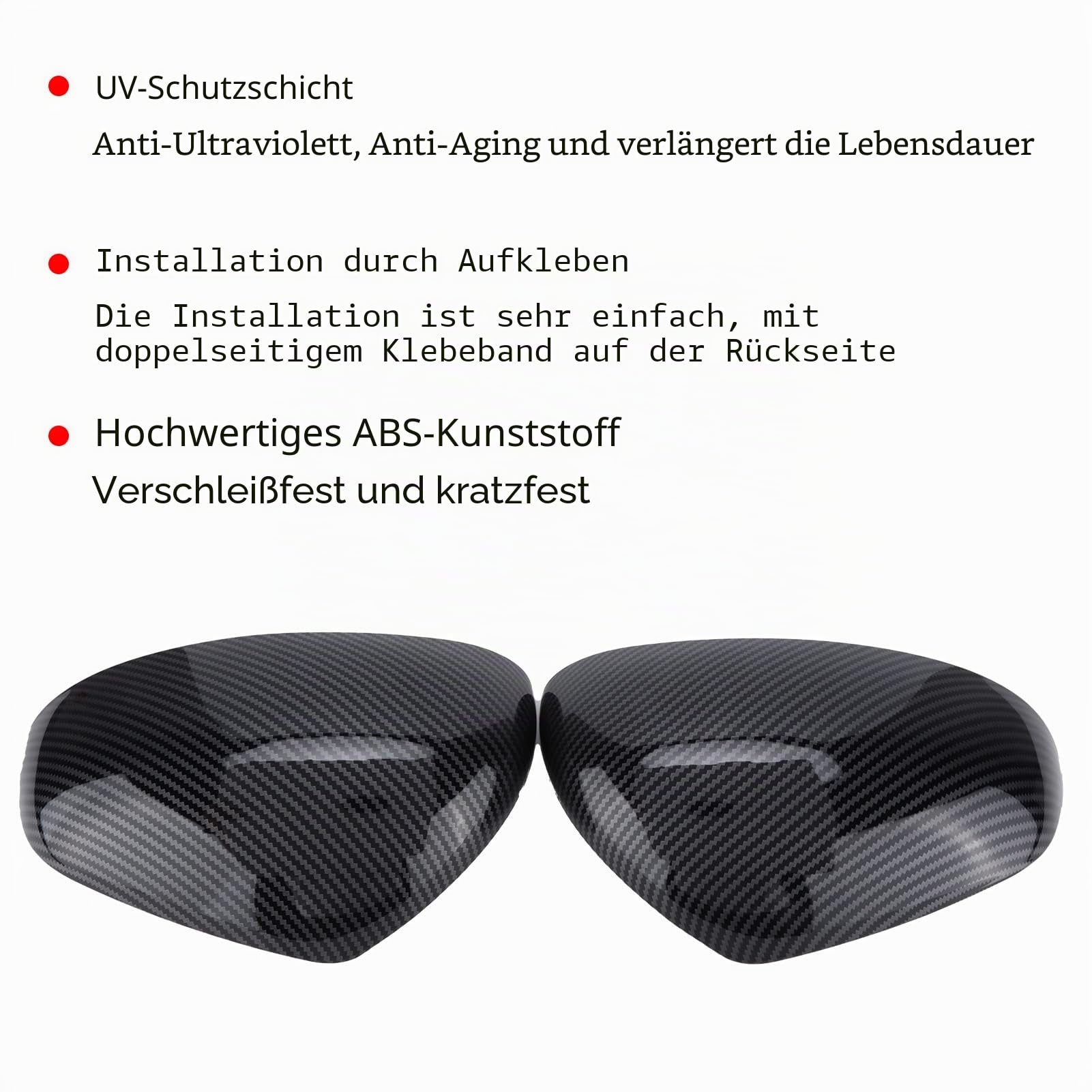 Paar Seitliche Rückspiegelkappen, Rückspiegelkappen Zum Aufkleben auf das Schutzgehäuse Ersatz für Smart Fortwo Forfour 453 2015–2021, Carbonfaser-Stil 2015–2021 (Kohlefaser-Stil)