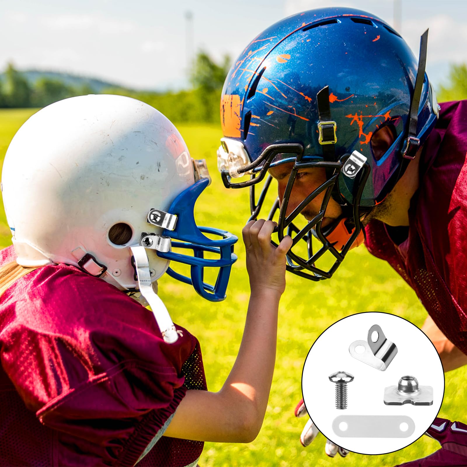 Kit Riparazione per Casco Football, Incluso Clip per Visiera da Football a Forma di R, Dadi, Viti, Guarnizione in Gomma, Baseball, Softball, Hockey, Kit Hardware per Casco da Football