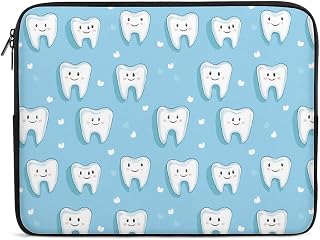 Cute Dental Tooth Pattern Funny Laptop Sleeve Case Lightweight Computer Carrying Bag Briefcase 10 Inch/12 Inch/ 13 Inch/15 Inch/17 Inch