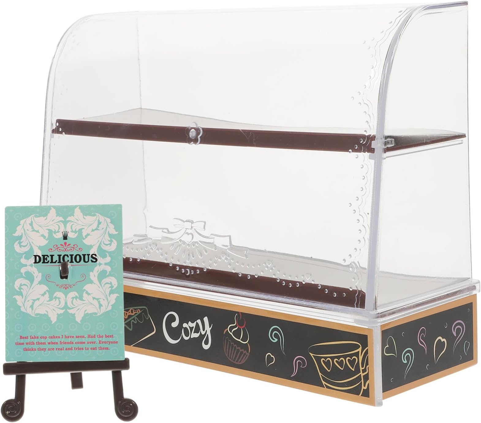 Miniature Bakery Cabinet Miniature Bakery Case Clear Display Storage Box Countertop Cube Doll Bakery Shelf Model Food Miniature Cabinet Accessories Dollhouse Cake Stand