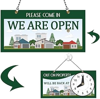 PLIGREAT We Are Open Signs Double Sided Open Closed Sign Please Come In Sign Hours of Operation Sign Plaque for Business Store Office Bars Retail Salon Shop Waterproof Hanging Door Sign with Chain