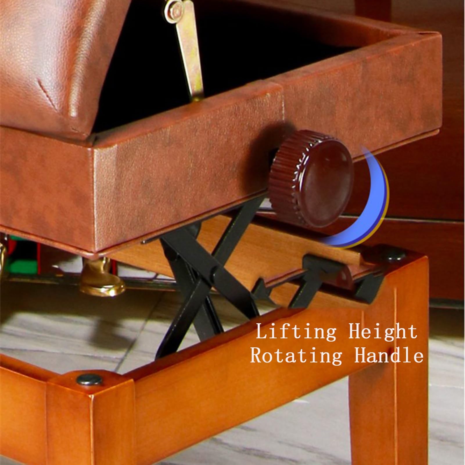 Sgabelli per pianoforte, Panca for pianoforte doppia regolabile in legno massello con contenitore for libri, bianco e nero, 661 libbre(White)