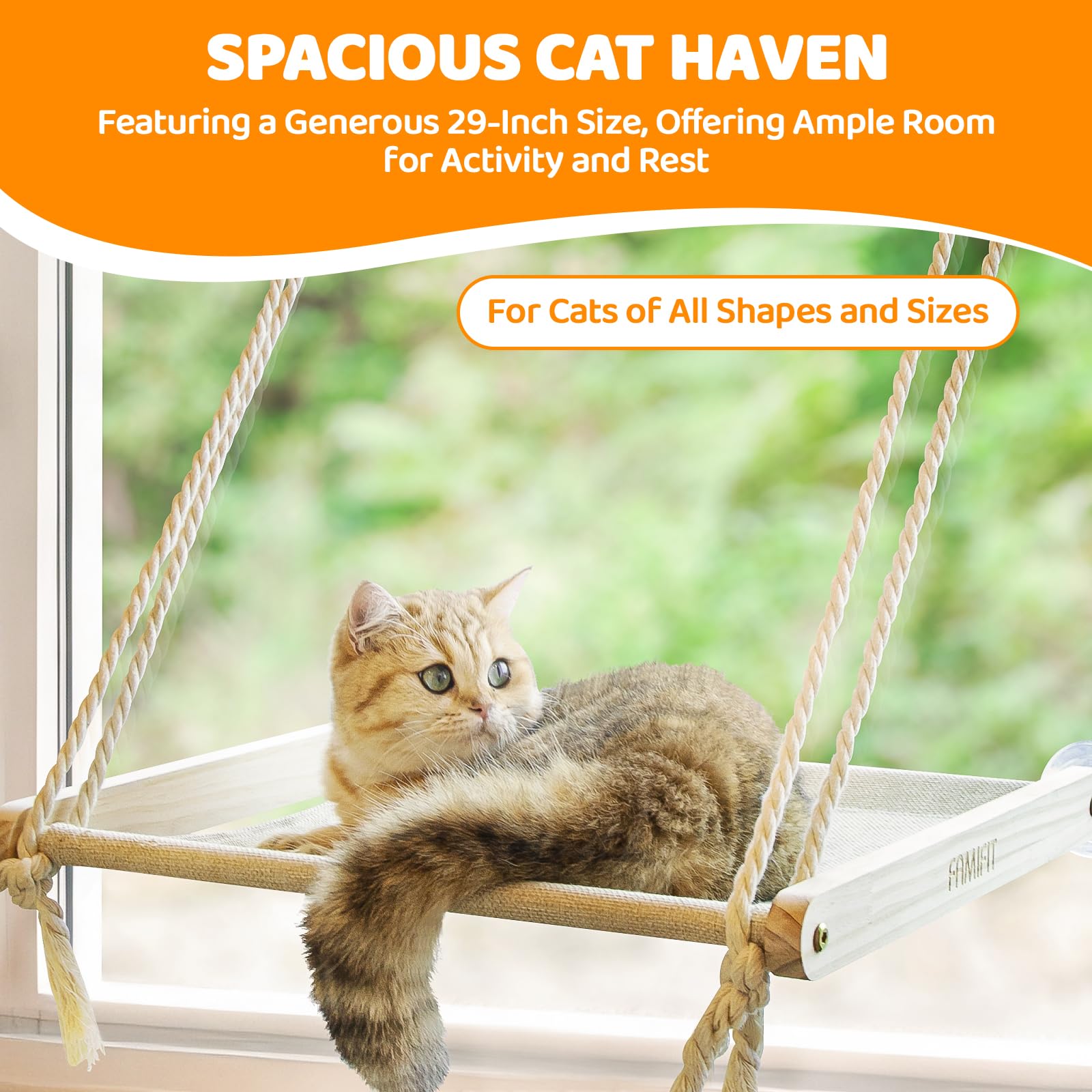 Farmifit - Percha para ventana de gato, hamaca para gatos fácil de montar, para interiores y exteriores, asiento de gato, cama universal para gatos grandes y gatitos (40 libras), paquete de 2