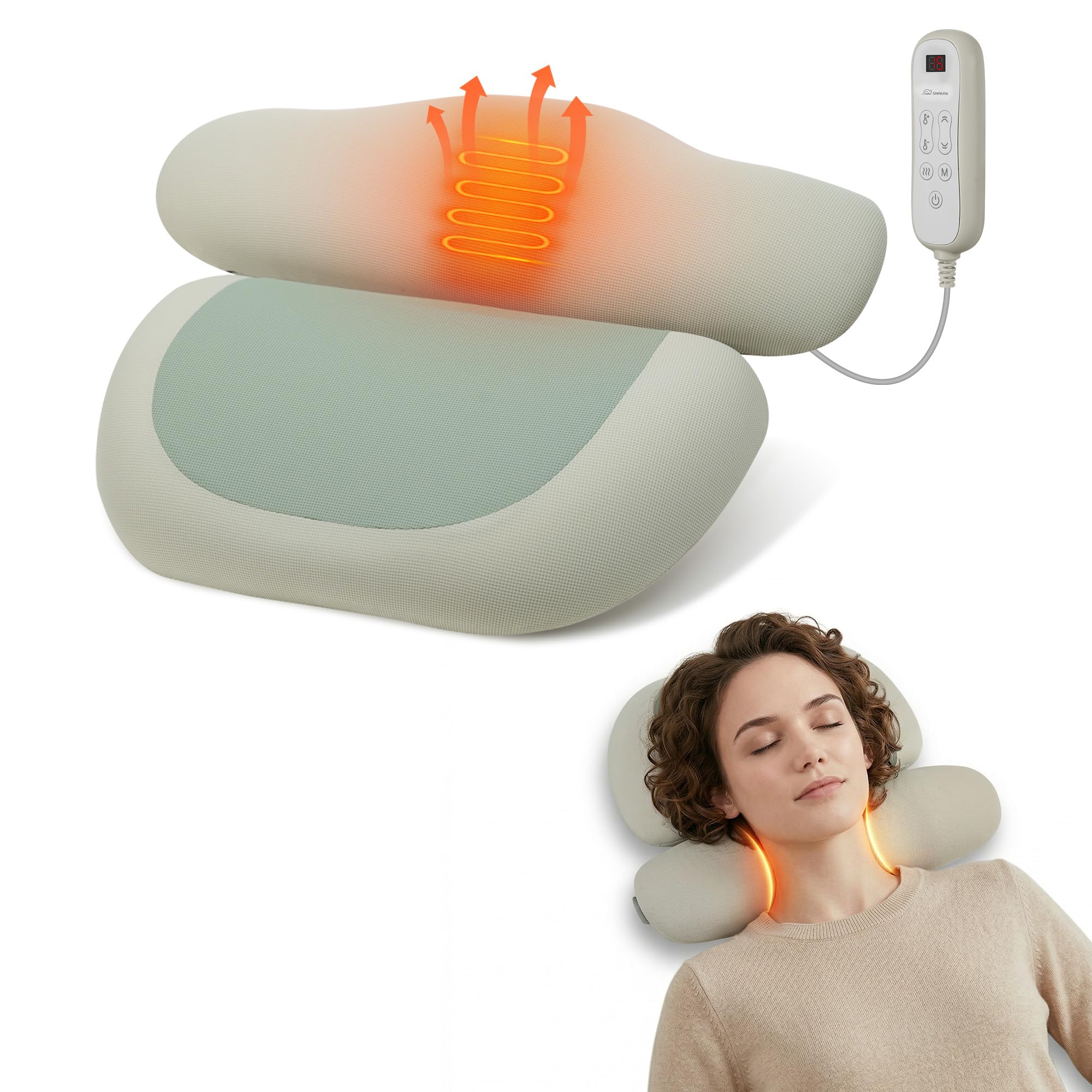 Photo 1 of Snailax 2026 Cordless Neck Massager with Heat, Air Neck Stretcher Device, Remote Control Cervical Traction Massage Pillow, Rechargeable Heated Neck Massager for Pain Relief Home Office Travel