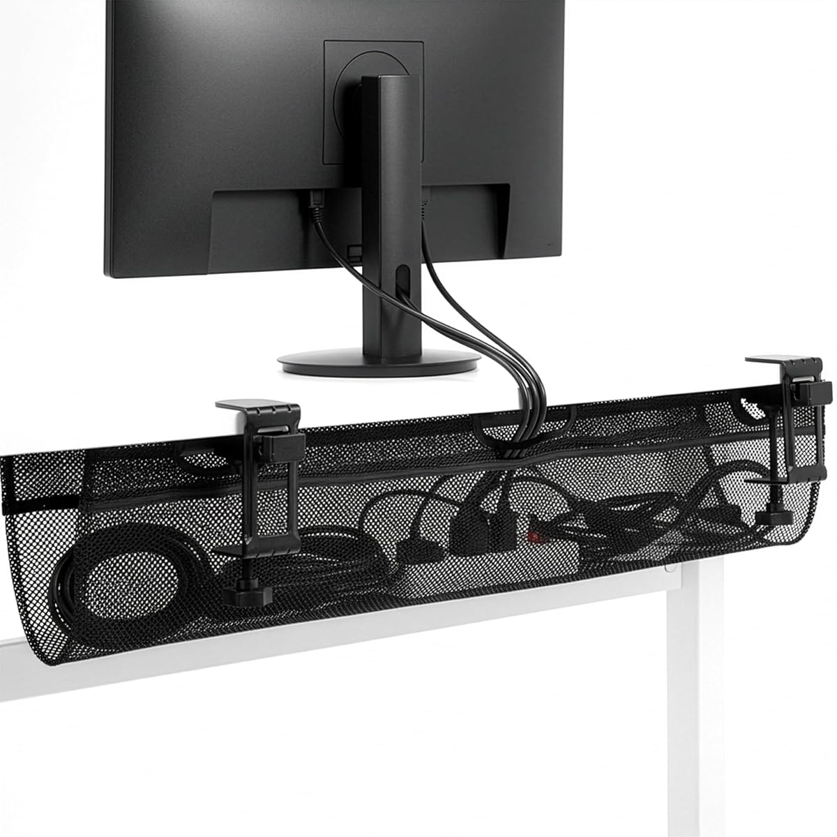 VIVO Organizador de cables para administración de cables debajo del escritorio, con abrazadera, de 36 pulgadas, con red de malla, ajustable, para el hogar, la oficina, para escritorio, color negro, DESK-AC36MH