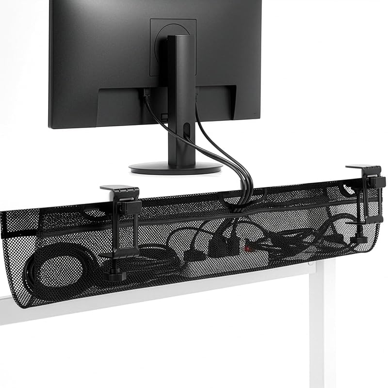 VIVO Organizador de cables para administración de cables debajo del escritorio, con abrazadera, de 36 pulgadas, con red de malla, ajustable, para el hogar, la oficina, para escritorio, color negro, DESK-AC36MH