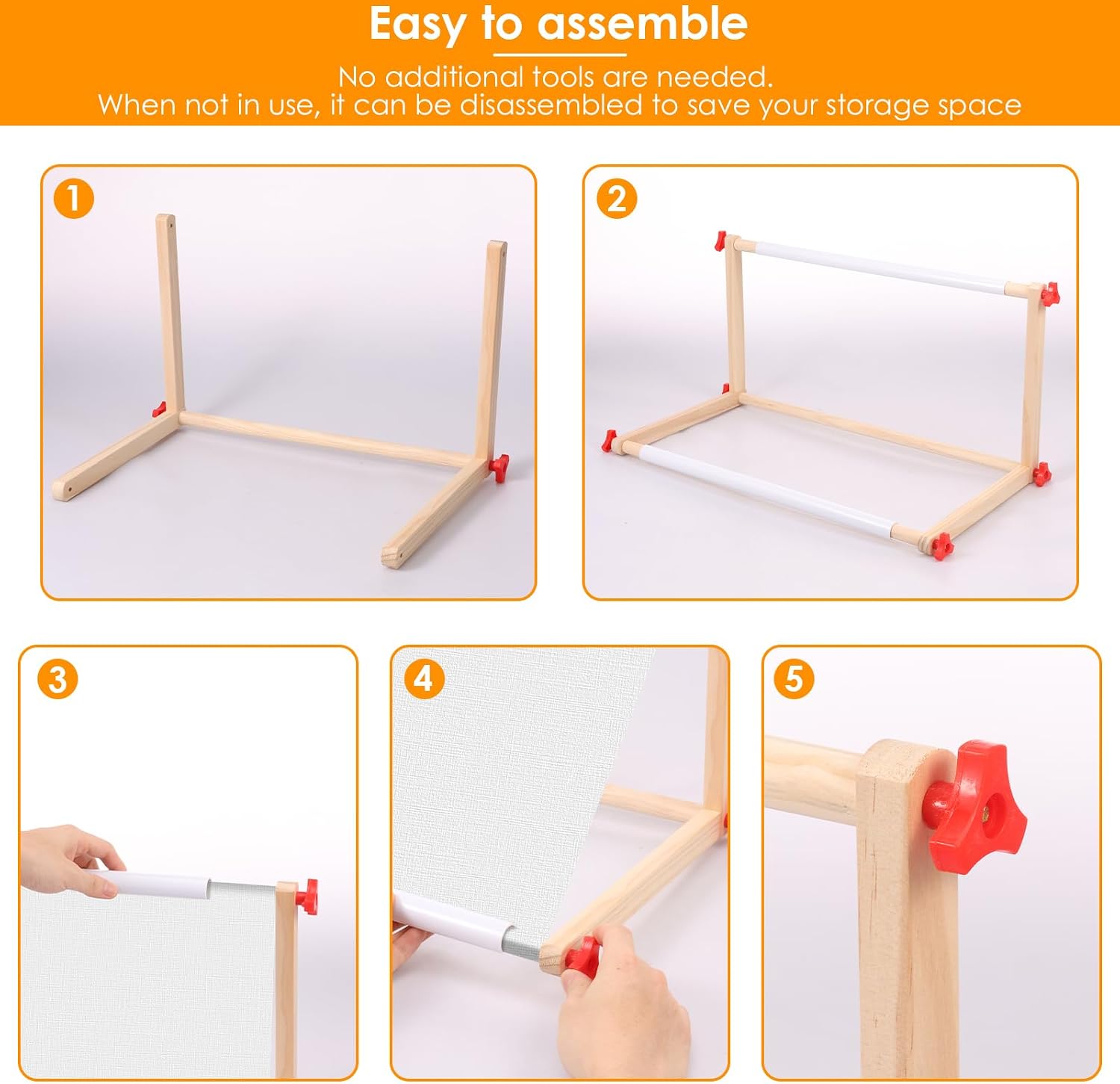 Embroidery Table Stand Wooden Embroidery Scroll Frame Cross Stitch Table Stand Hands-Free Cross Stitch Scroll Frame Needlepoint Stands Multipurpose for Arts Crafts Sewing(20.9×10.8×10.8 in)