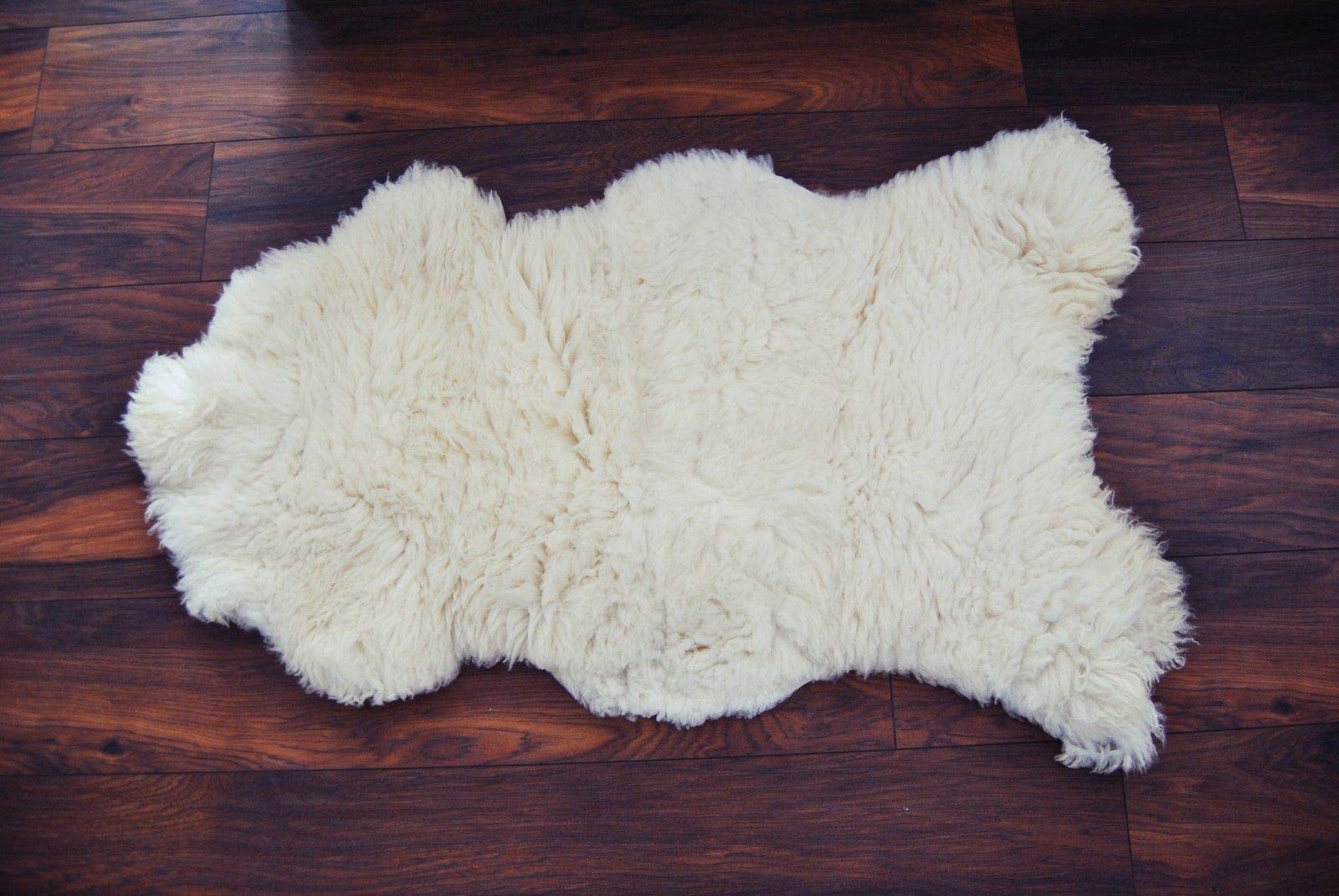 Merino Wool Merveilleux en Peau de Mouton Tapis Peau de Mouton véritable Tapis Fourrure de Mouton Tapis pour Le Salon Maison déco Chambre, Housse de canapé, Housse de Chaise (Ecru)