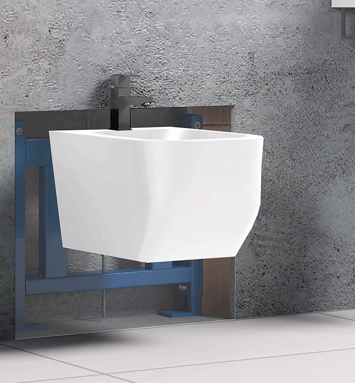 Bastidor de soporte para bide, bastidores de soporte con cisterna oculta para inodoro completo de pulsador de acero inoxidable para sanitarios suspendidos PRODUCTO (GIO.50 + GIO.52)