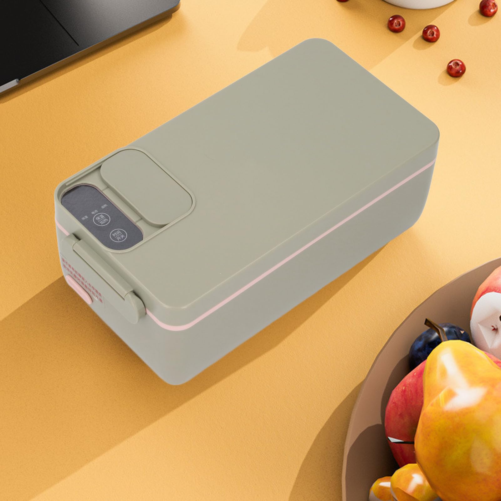 SIXRUN Lunch Box Elettrico, Scaldavivande Portatile in Acciaio Inossidabile 304, Scaldavivande Alimentato a Batteria da 40 W, per il Riscaldamento dei Pasti da Viaggio in Auto da Lavoro (Verde Matcha)