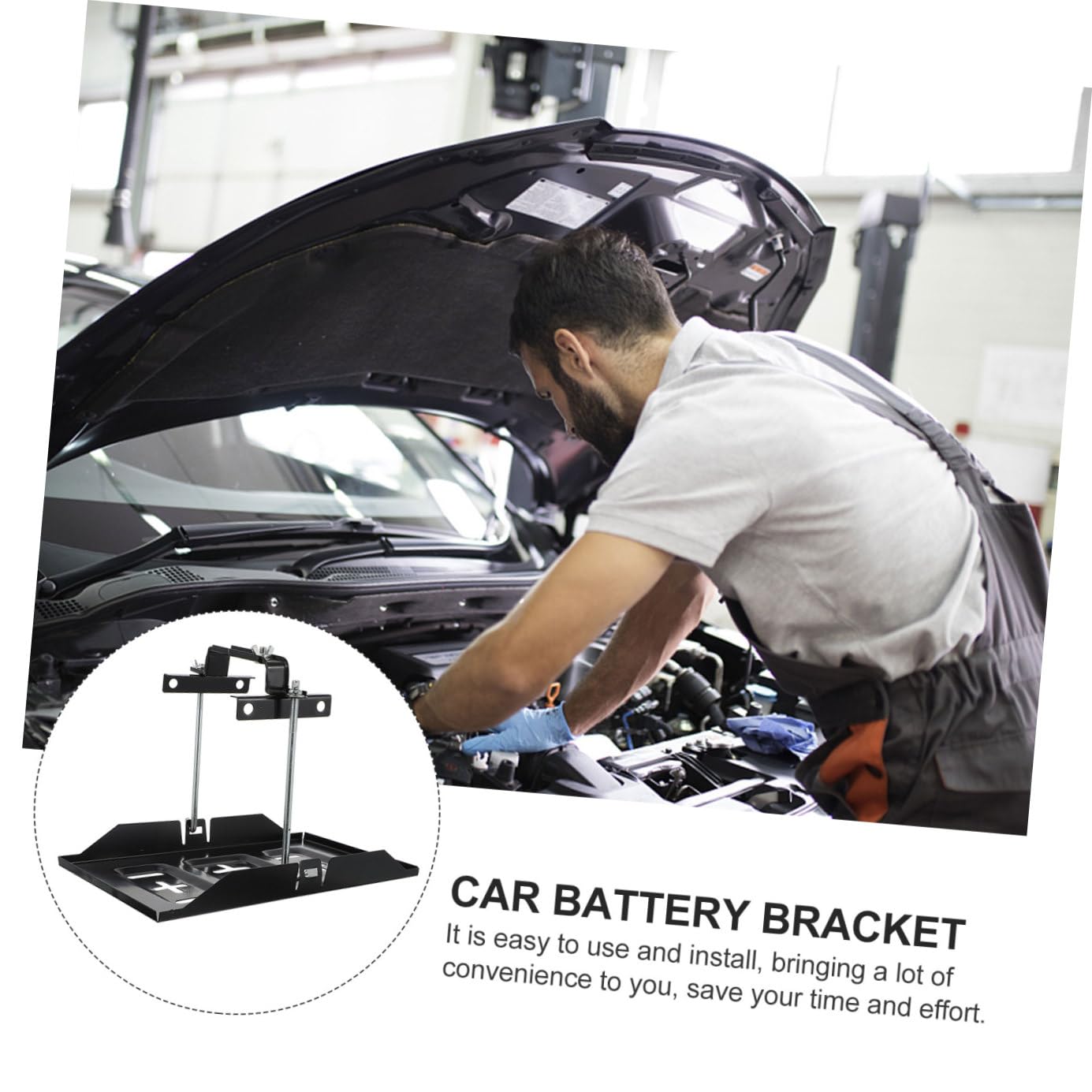 Support de Fixation de Batterie de Voiture, 1 Set, Fer, Noir