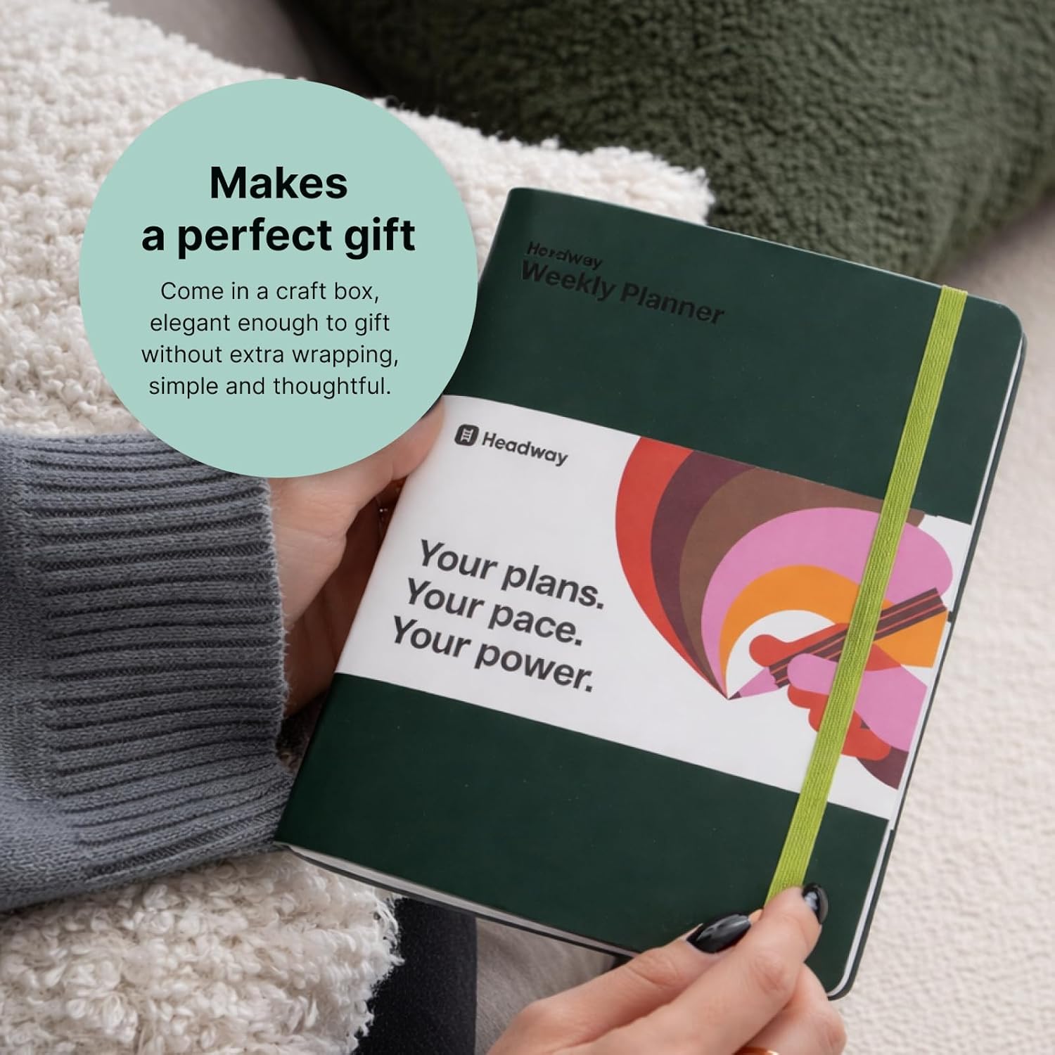 Headway 2026 Planner, 3-Month Leather Soft Cover Calendar Planner for Women, 8.2" x 6.5", Agenda & To-Do List Book with Bookmark, Undated Daily & Weekly Pages, Organizer for School Home Office, Green