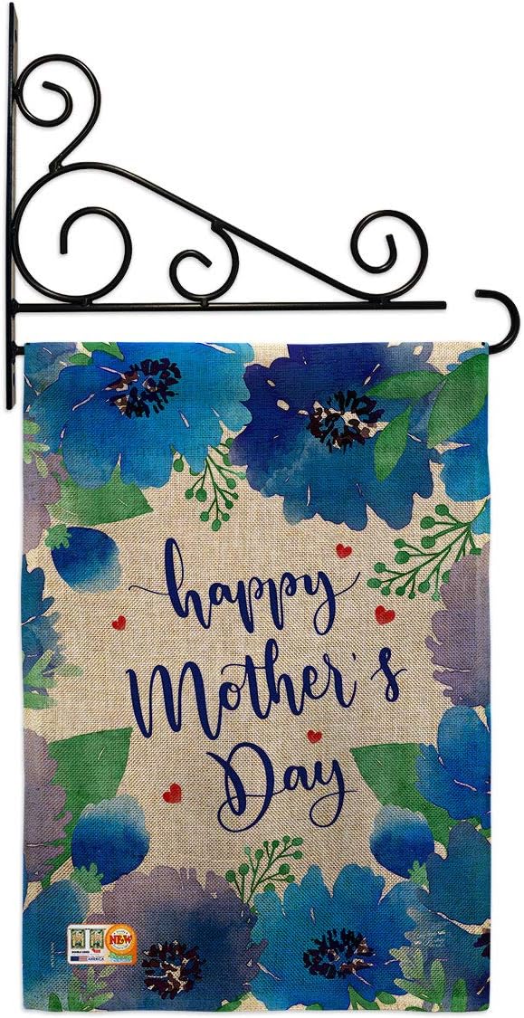 Royal Floral Mother's Day Garden Flag Set Wall Holder Family Mom Mama Grandma Love Flowers Parent Sibling Relatives Grandparent Small Gift Yard House Banner Double-Sided Made In USA 13 X 18.5