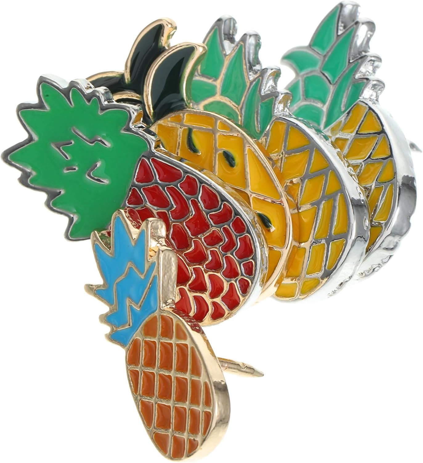 5pcs Pineapple Brooch Pin Pack, Alloy Summer Style for Ladies