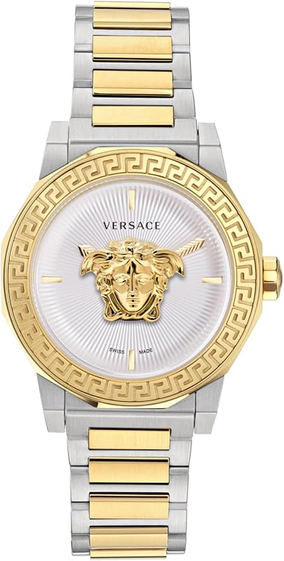 Relojes de lujo para mujer de la colección Medusa Deco con pulsera y caja de dos tonos con esfera blanca