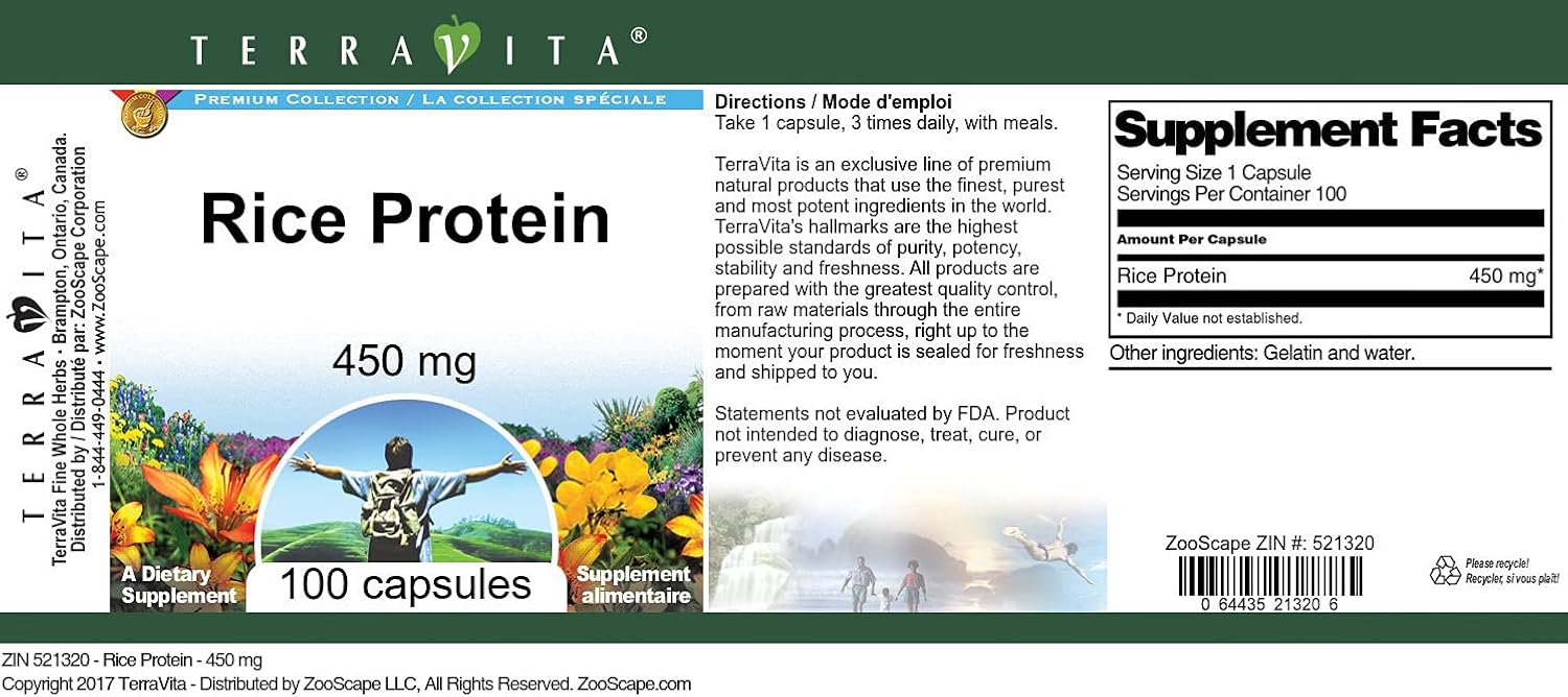 Rice Protein - 450 mg (100 Capsules, ZIN: 521320) - 3 Pack