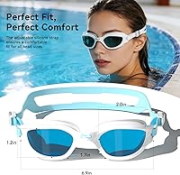 Vista 6 de COPOZZ Gafas de natación para mujeres adultas, gafas de natación para mujeres y hombres, antivaho sin fugas, protección UV para adultos