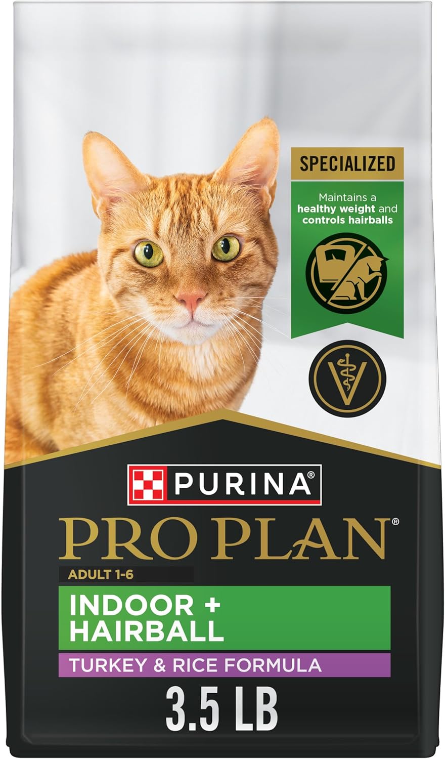 Purina Pro Plan Hairball Management, Indoor Cat Food, Turkey and Rice Formula - 3.5 lb. Bag