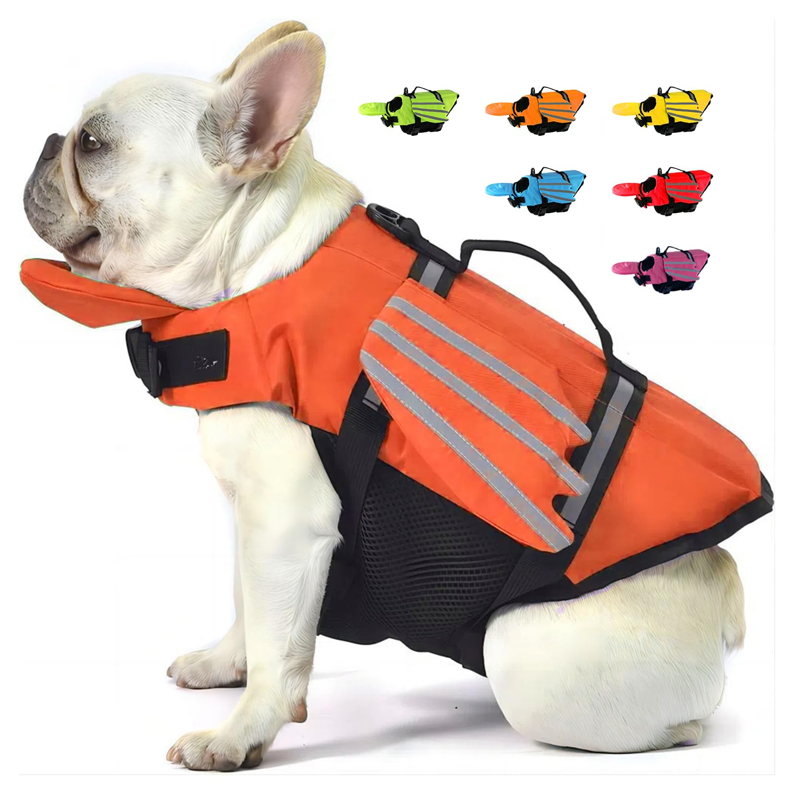 Chaleco Salvavidas para Perros con Alas, Chaleco Chaqueta Mascotas Salvavidas Reflexivo con Mentón para Piscina, Canotaje, para Perros Pequeños, Medianos, Grandes con manija de Rescate
