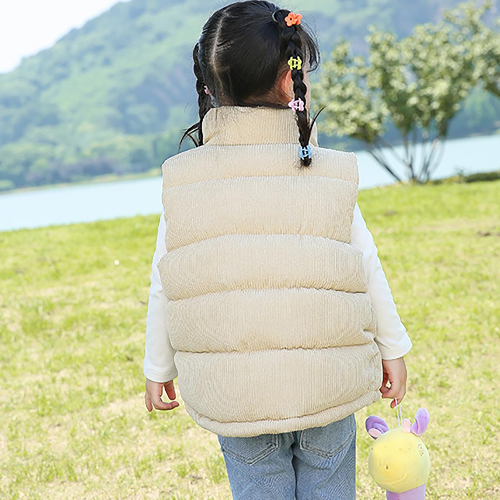 Generisch 2026 Enfant Bébé Garçon Fille Gilet en velours côtelé Polaire Flou sans manches Manteau Vêtements d'extérieur Poches