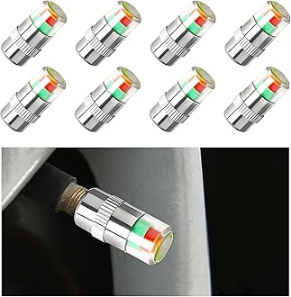 8PCS Car Tire Pressure Monitor Valve Stem Caps, 3 Colors Alarm Tire Indicator Valve Stem Leak Monitor, 2.4Bar 36PSI Tire Pressure Caps for Car Truck Bicycle Motorcycle (Silver)