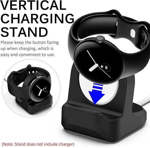 Miniatura 4 de Miimall Soporte de cargador compatible con cargador de Google Pixel Watch, soporte de base de cargador de silicona antideslizante con ranura de