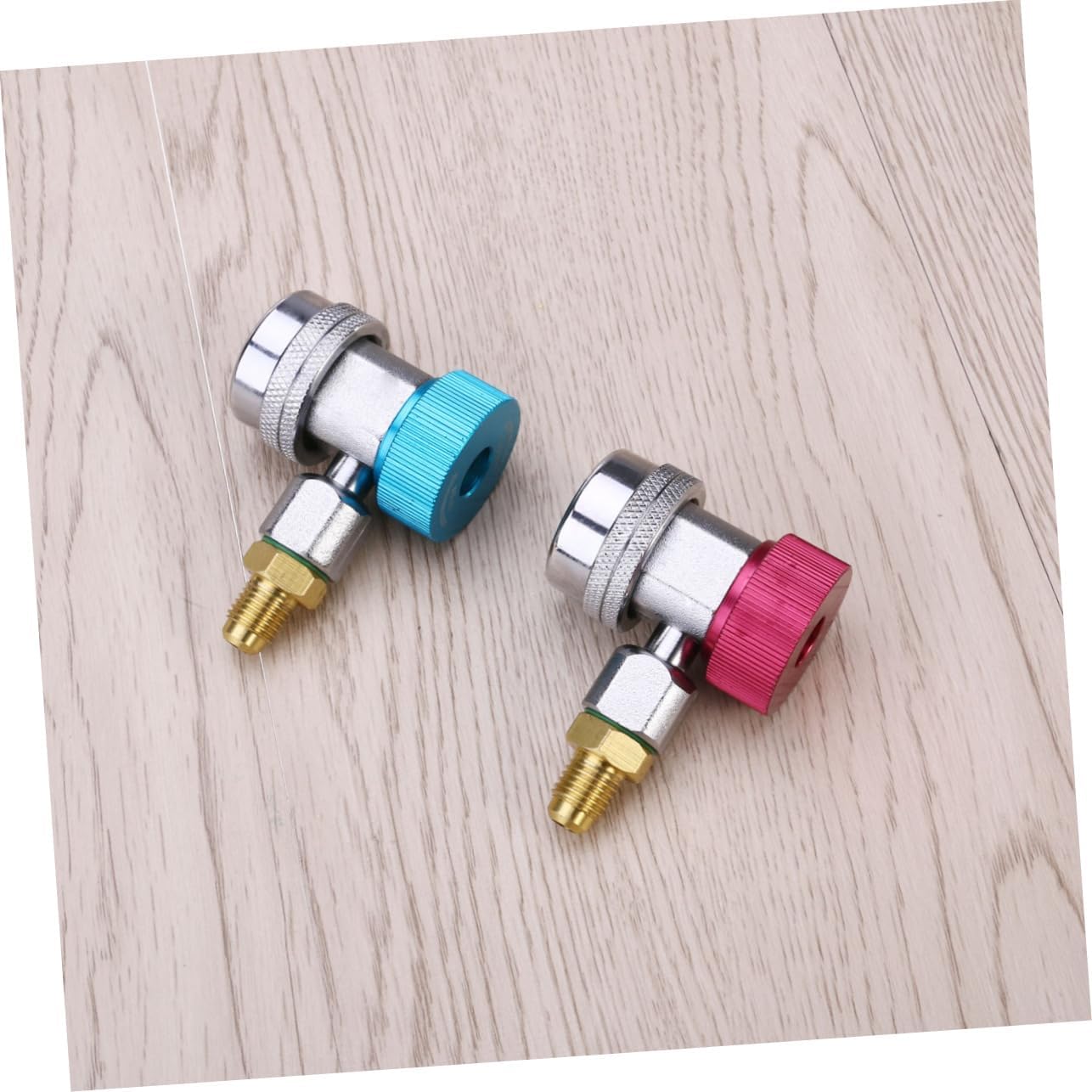 2Pcs Car Air Conditioning Quick Coupler Connector Adapters Blue Red High Low Pressure Design for Easy Attachment System