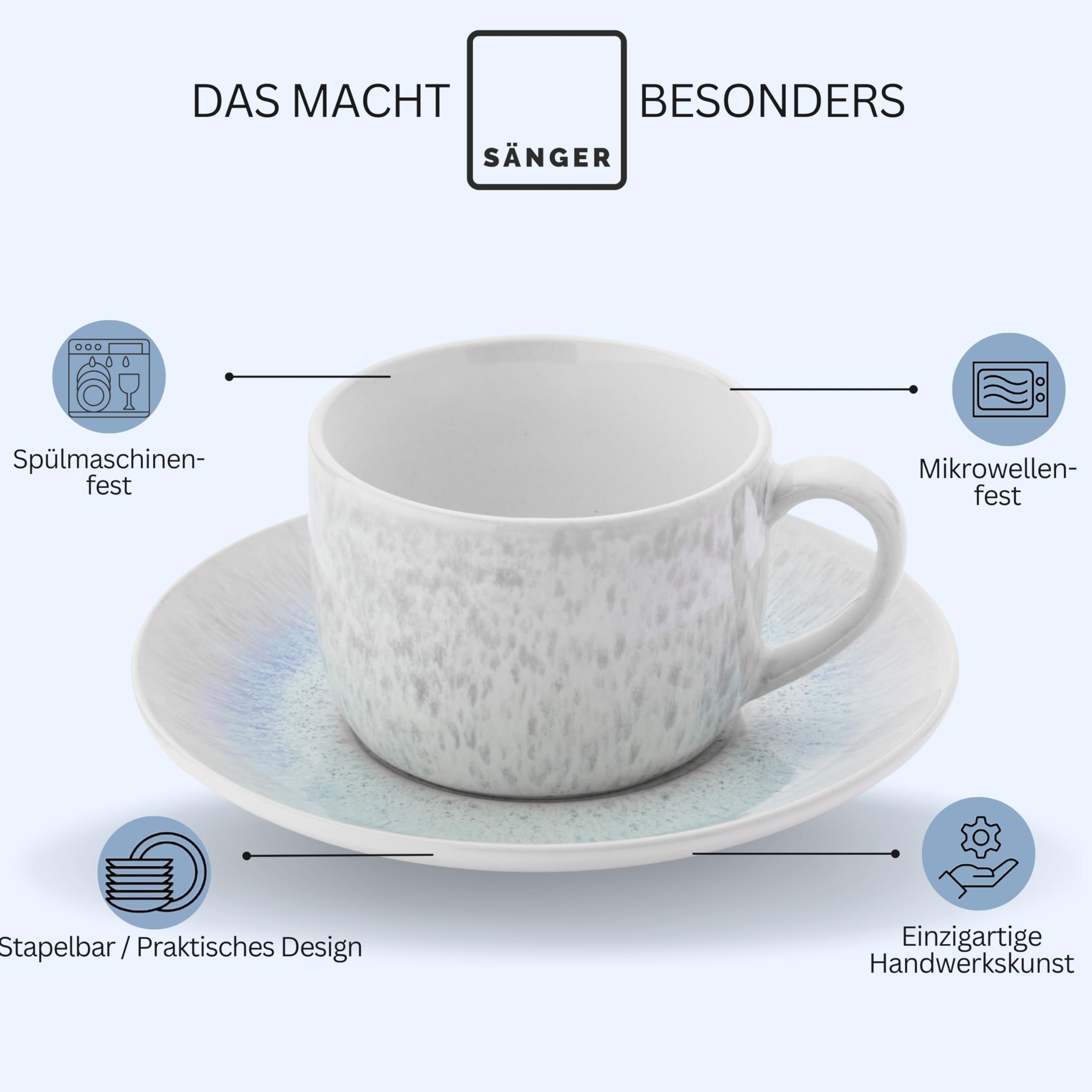 12-delige koffiekopjes met goude rand - Vizyon Home