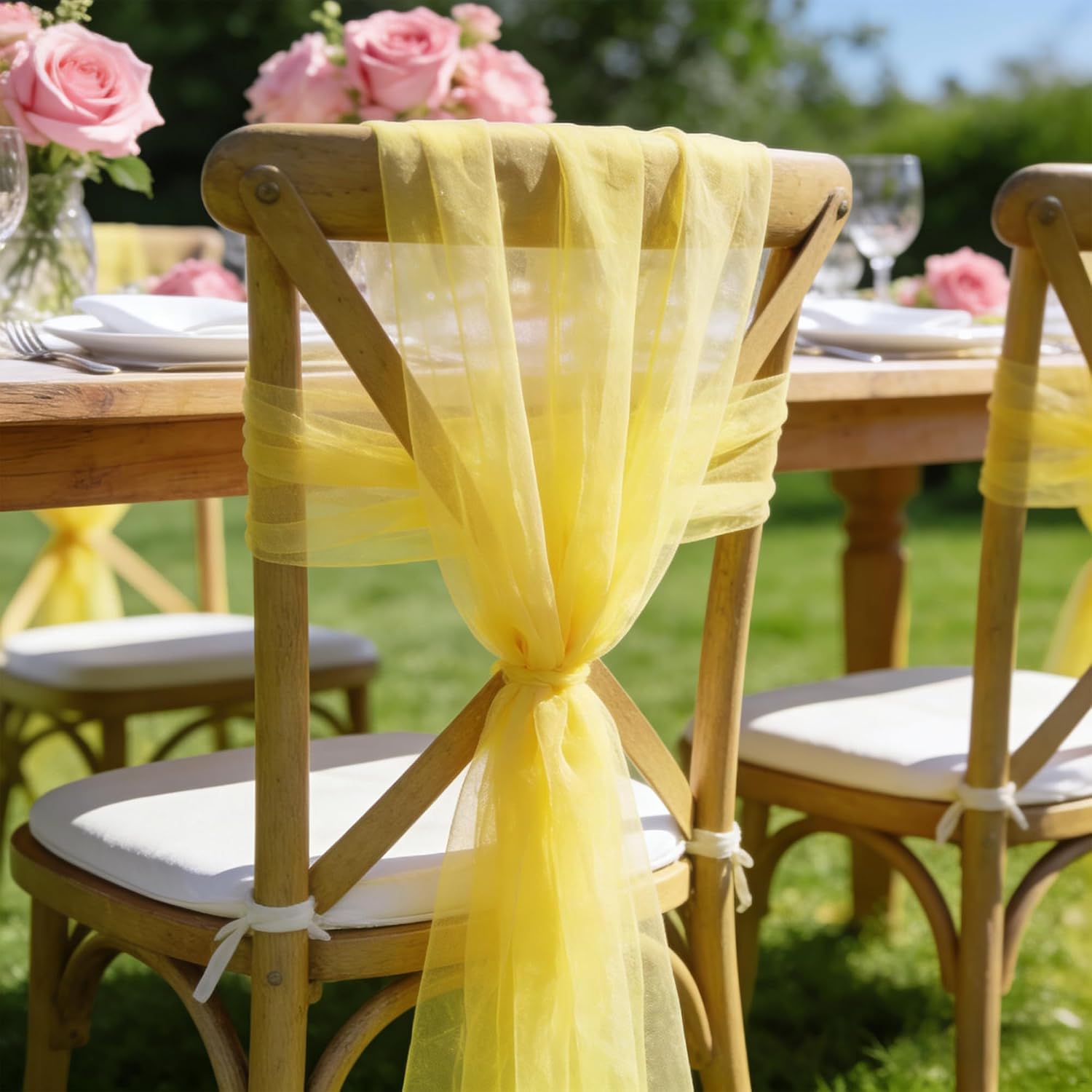 Yellow Tulle Ribbon 6 Inch x 100 Yards Soft Mesh Fabric for DIY Crafts Wedding Decorations Sewing Gift Wrapping and More