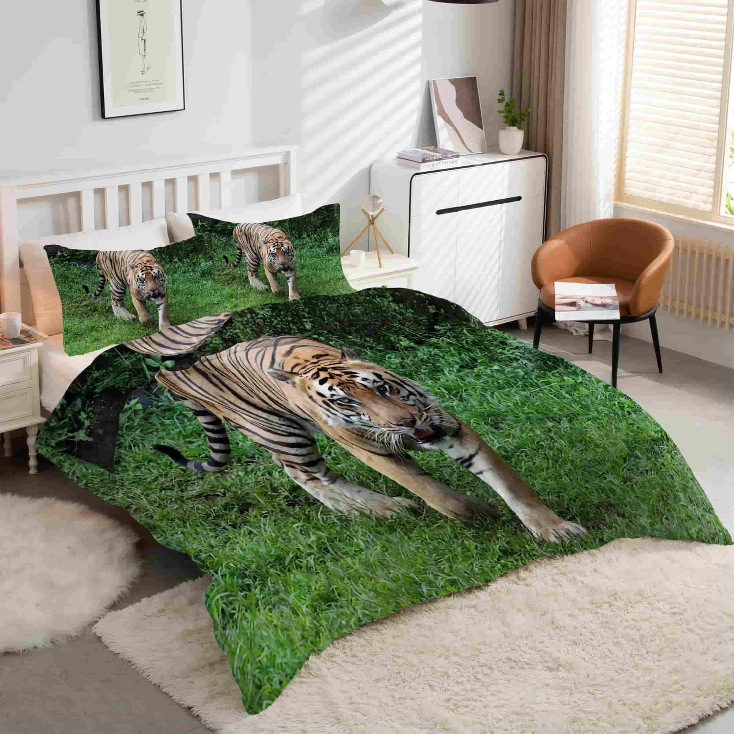 Housse de couette 160x200 tigre pour relooker une chambre d'ado style jungle