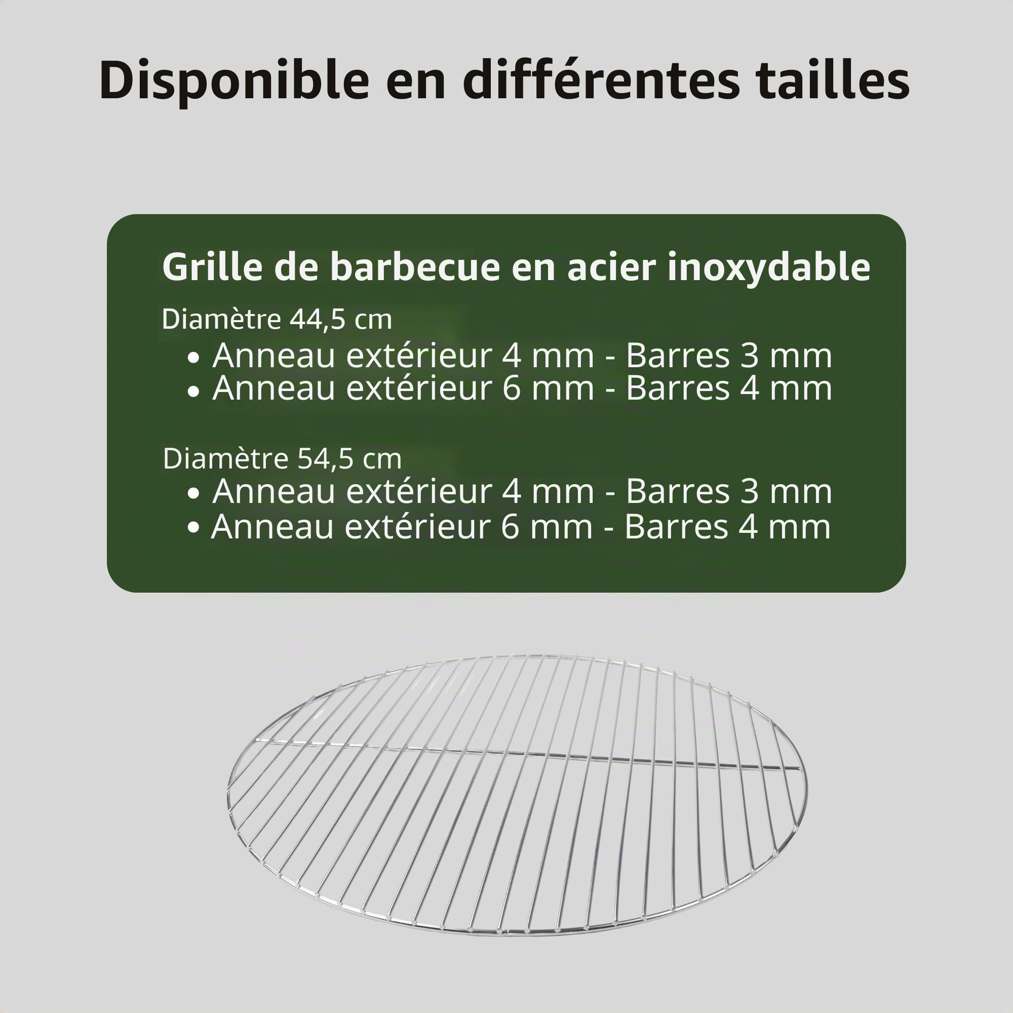 Grille de barbecue Hero 24 en acier inoxydable 54,5 cm 4/3 mm pour barbecue sphérique 55-56 - 57 cm et pour Weber 57