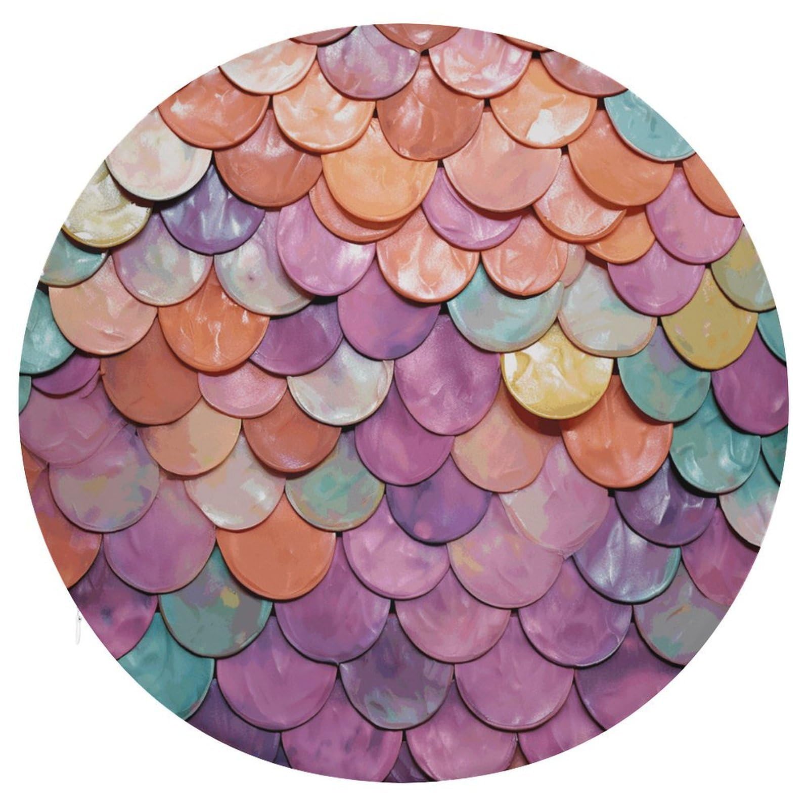 Wsoihfec Style Mermaid Scales Background Seat Cushion Round Chair Pad