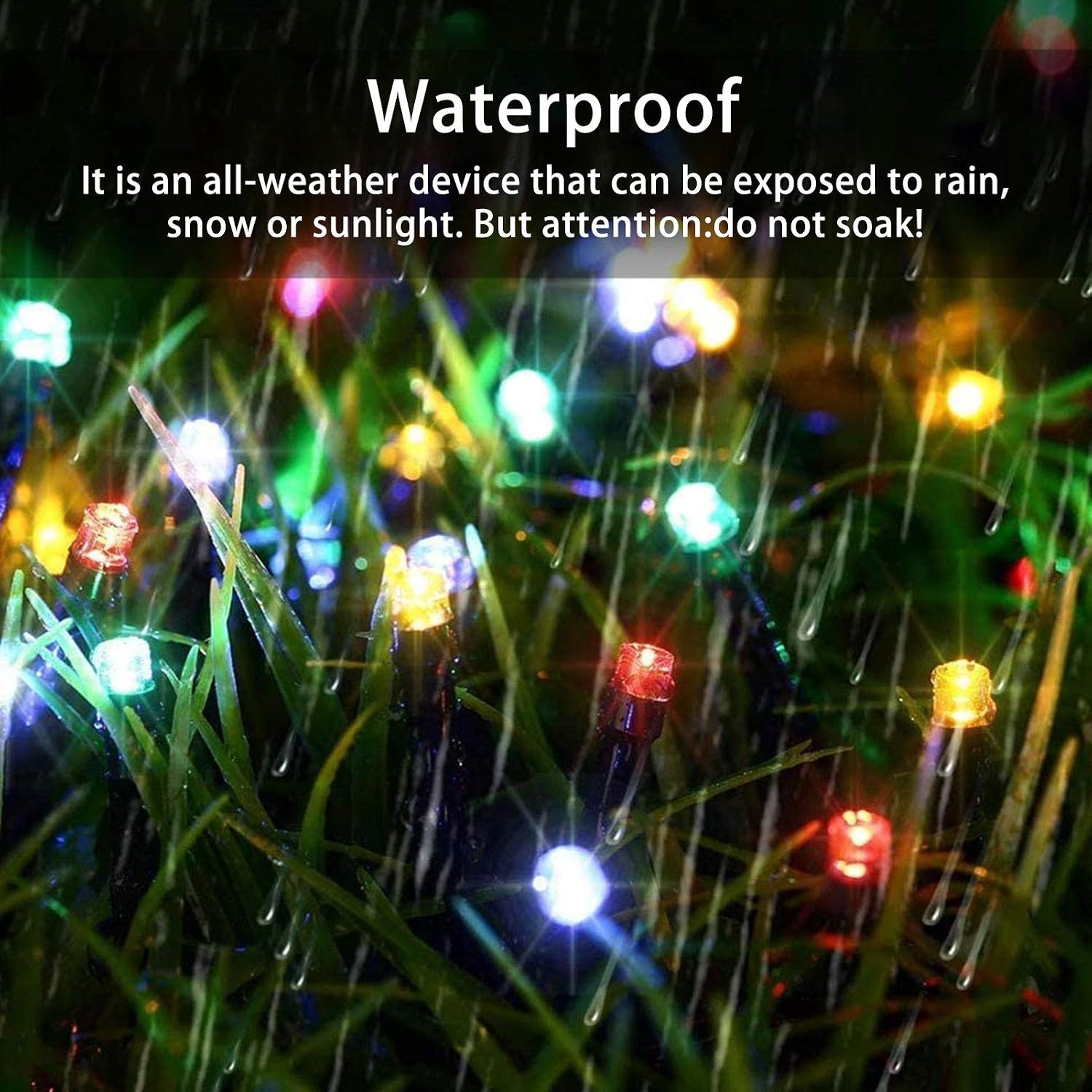 100-Led, 42ft Outdoor Solar String Lights, 8-Lighting Modes, Solar Christmas Lights for Garden, Christmas Tree, Wedding Decoration (2-Pack, Multicolor)