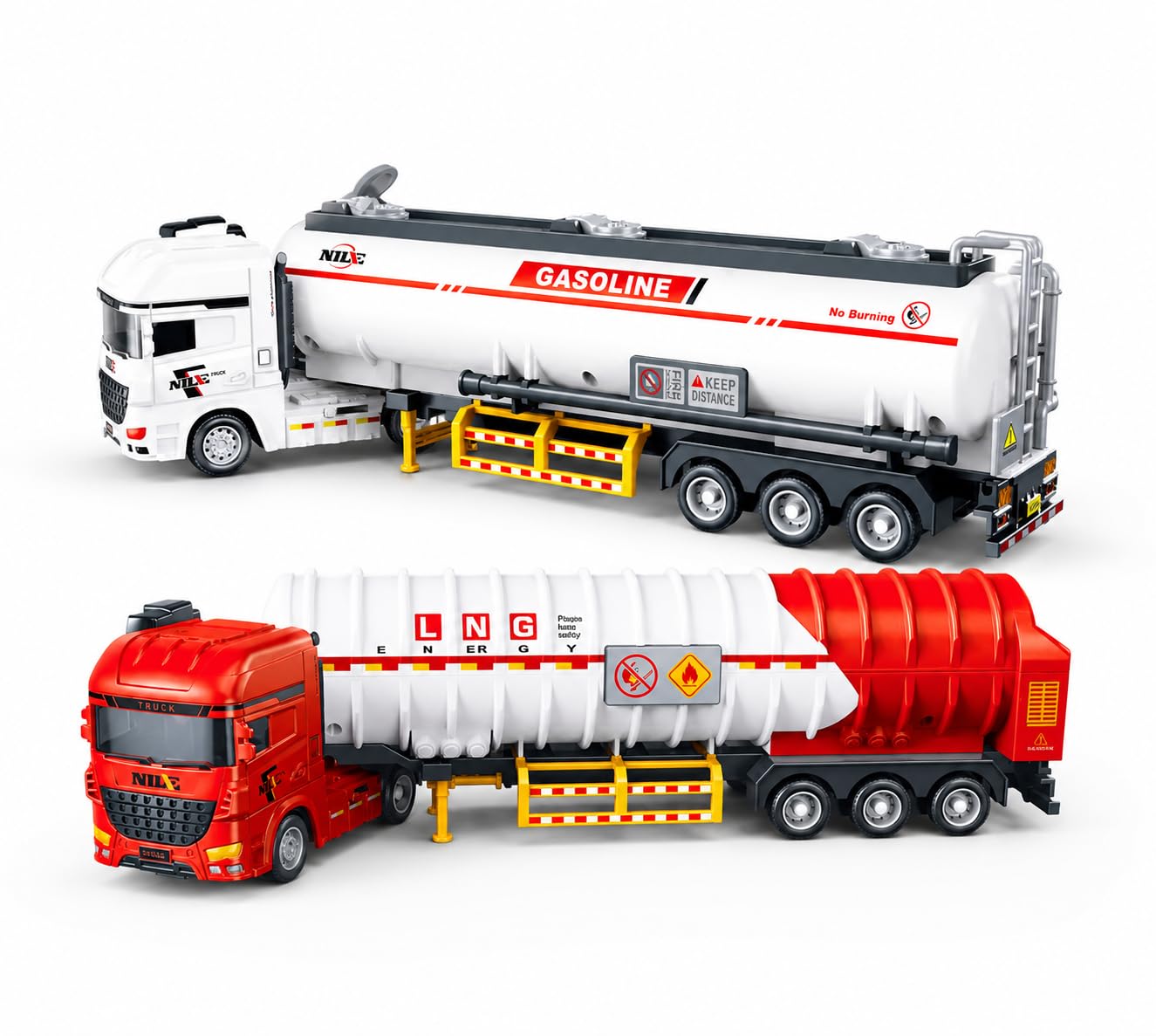 Toy Fuel Tanker Truck for Kids, Die Cast Oil Tanker with Realistic Trailer, Heavy Duty Construction Vehicle Toy, Truck Model Gift for Boys Girls Ages 3+(2 Truck Set)-image-48