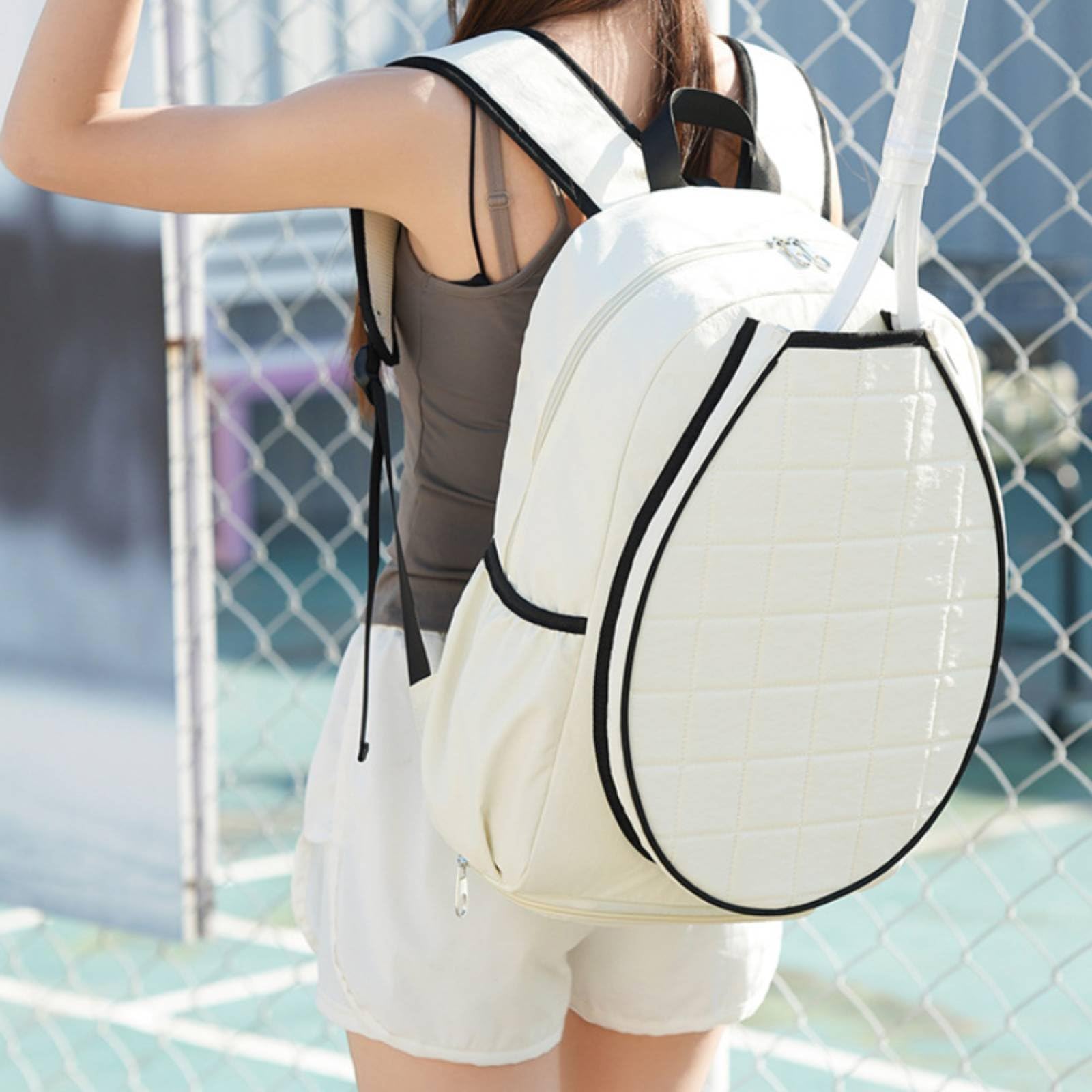 Zaino da Tennis Borsa Racchetta Zaino Sportivo Zaino Palestra Borsa Spalla con Tasca Frontale per Racchetta Separata Nylon Antipioggia Adatto per, Nero