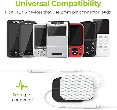 Vista 12 de AUVON TENS - Parches de electrodos con rendimiento autoadhesivo mejorado y diseño no irritante para electroterapia (negro)