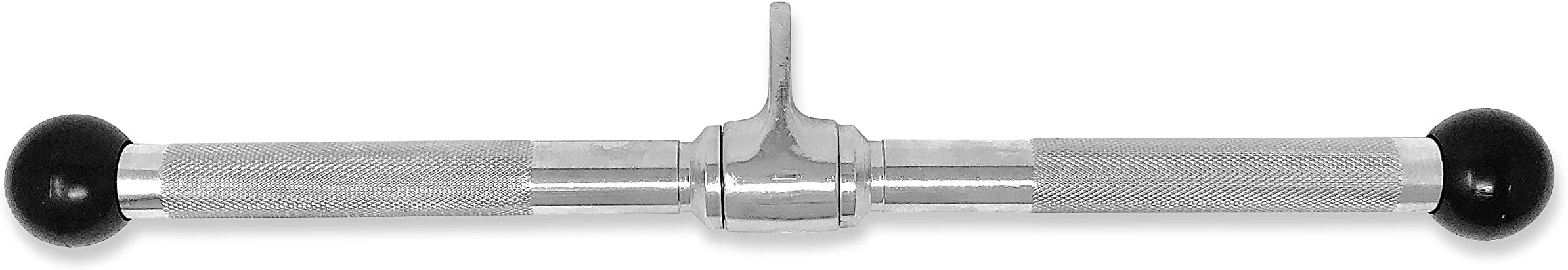 Revolving Straight Bar Attachment for Cable Machine | Smooth Rotating Joint | Heavy Duty Steel | Professional Curling Bar for Isolating Biceps, Triceps & More (Chrome, with Rubber Ends)