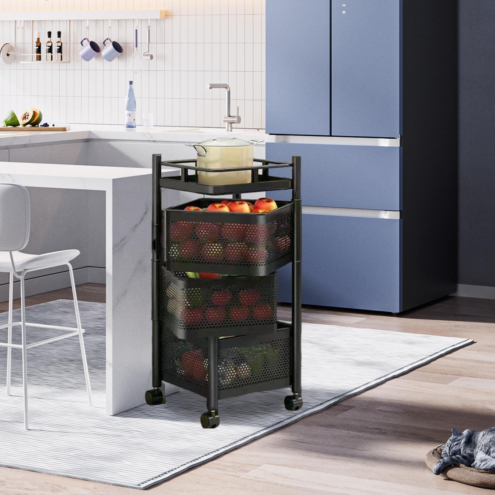Estante de almacenamiento de bocadillos, estante de cocina para frutas y verduras, el más nuevo estante de almacenamiento giratorio de múltiples capas para verduras, organizadores de bocadillos de f