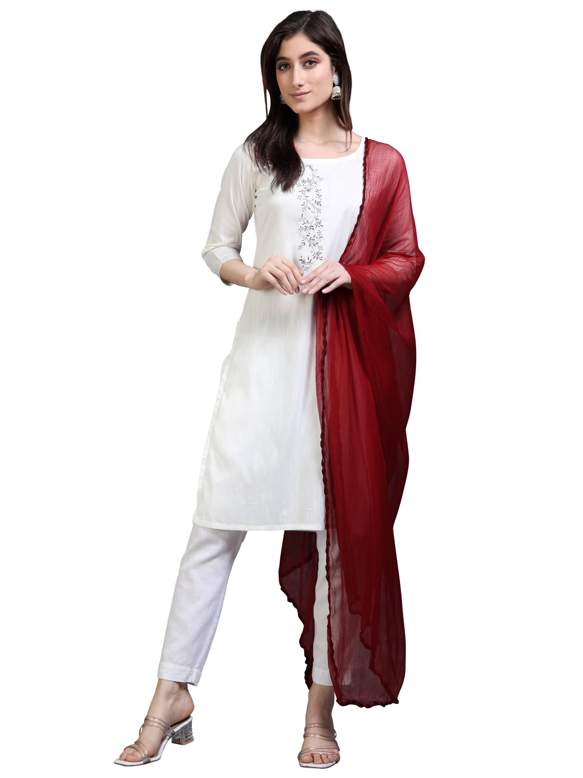 Solid Pure Chiffon Dupatta with Woven Border, 2.25 meters length (CHIFFDUP)-image-23