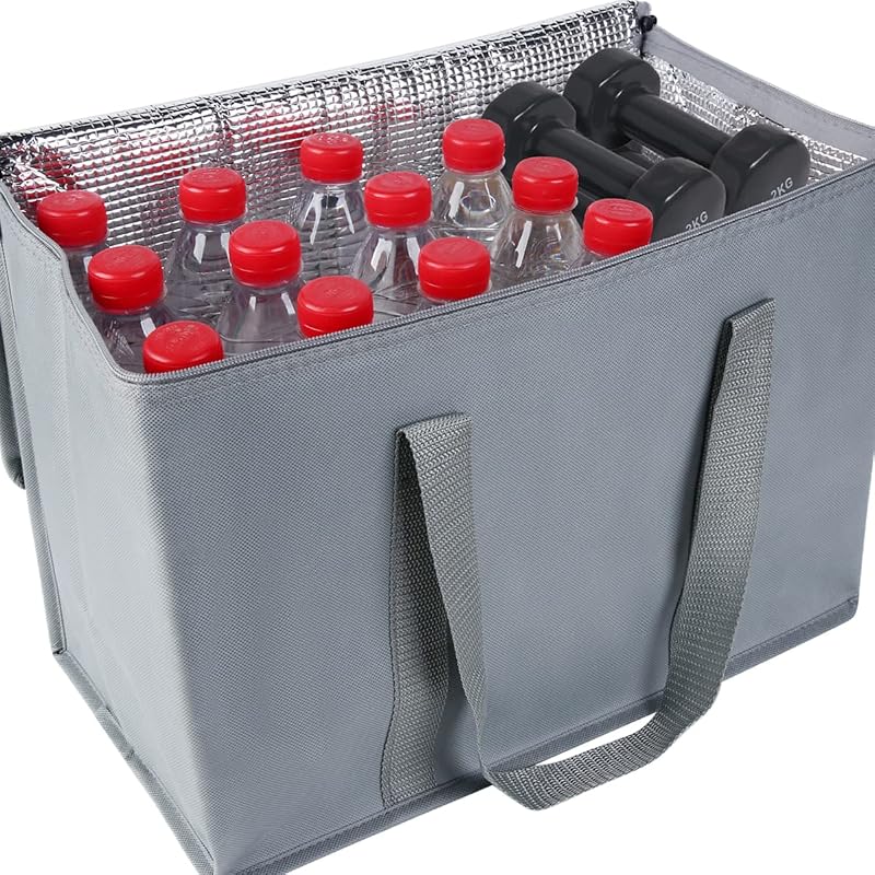 Kit com 2 Bolsas Térmicas Organizadoras para Porta-Malas musbus, Dobráveis, 3 Compartimentos, Cinza, X-Large