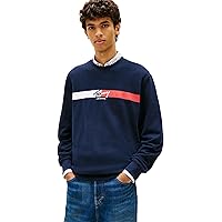 Tommy Jeans Felpa da Uomo Tjm Reg Sign Stripe Cnck Ext DM0DM23019