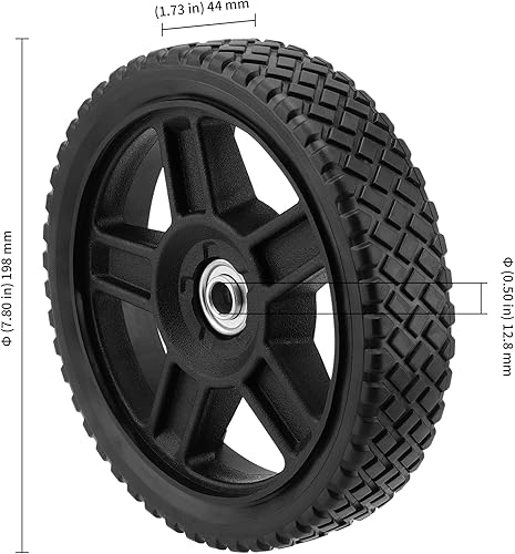 Miniatura 2 de KEILEOHO Paquete de 4 ruedas de corte de empuje de 8 pulgadas, rueda de radios de plástico, rueda de repuesto de goma con neumático, rueda universal