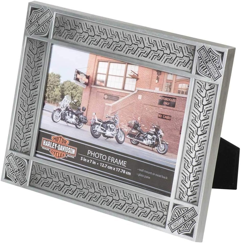Harley-Davidson Tire Tread Tin Plated Picture Frame -Holds 5 x 7 Photo HDX-99171