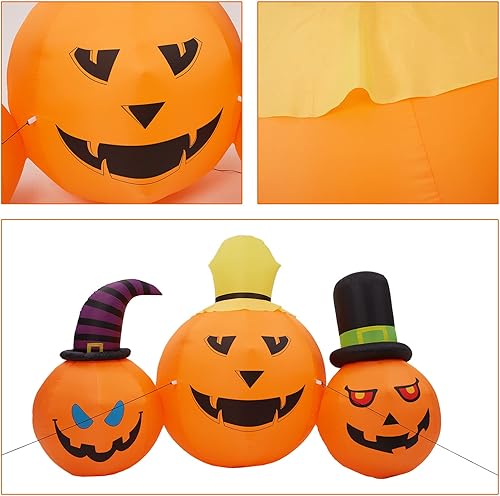 Miniatura 4 de Calabazas inflables de Halloween 3 piezas de decoración al aire libre con luz LED incorporada, 7.9 pies inflable decoración de patio con luces LED