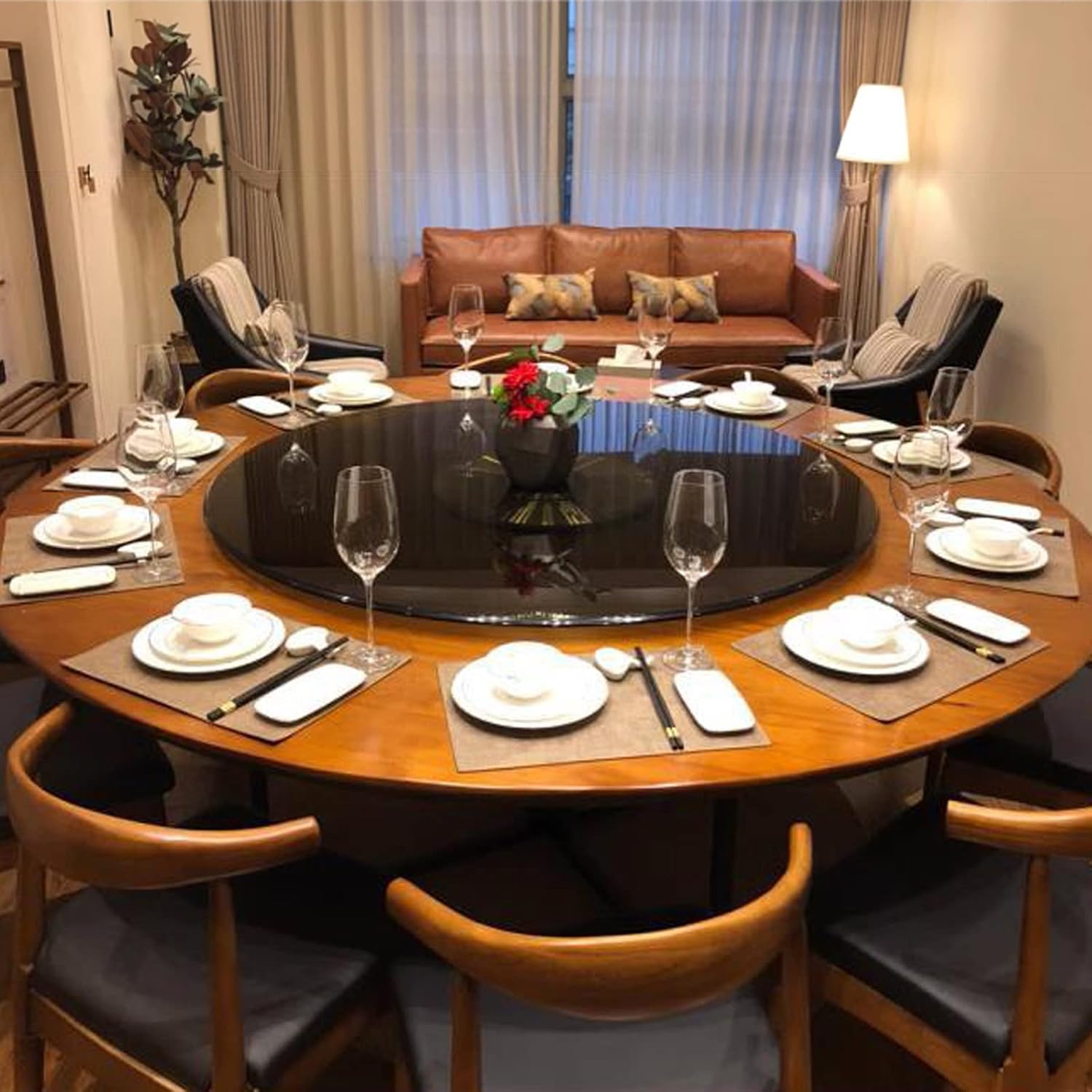 円卓用回転台 強化ガラステーブルトップ 10mm、12mm厚さ 78cm、88cm、98cm、108cm直径 中華テーブル、丈夫で耐