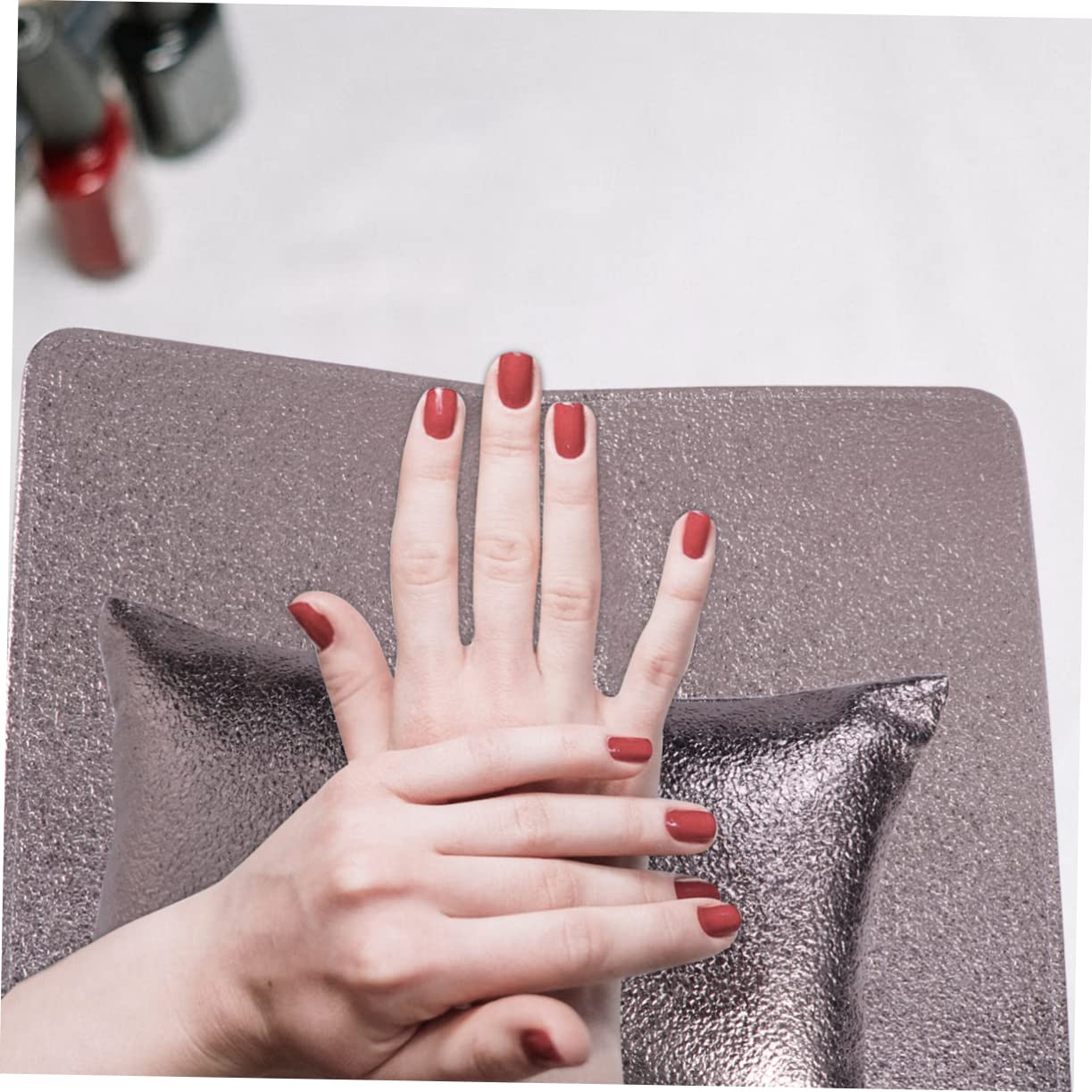 VICASKY Foldable PU Leather Nail Hand Rest Pad Set 2pcs Washable Hand Cushion for Manicure Adjustable Armrest for Nail Salon Accessories