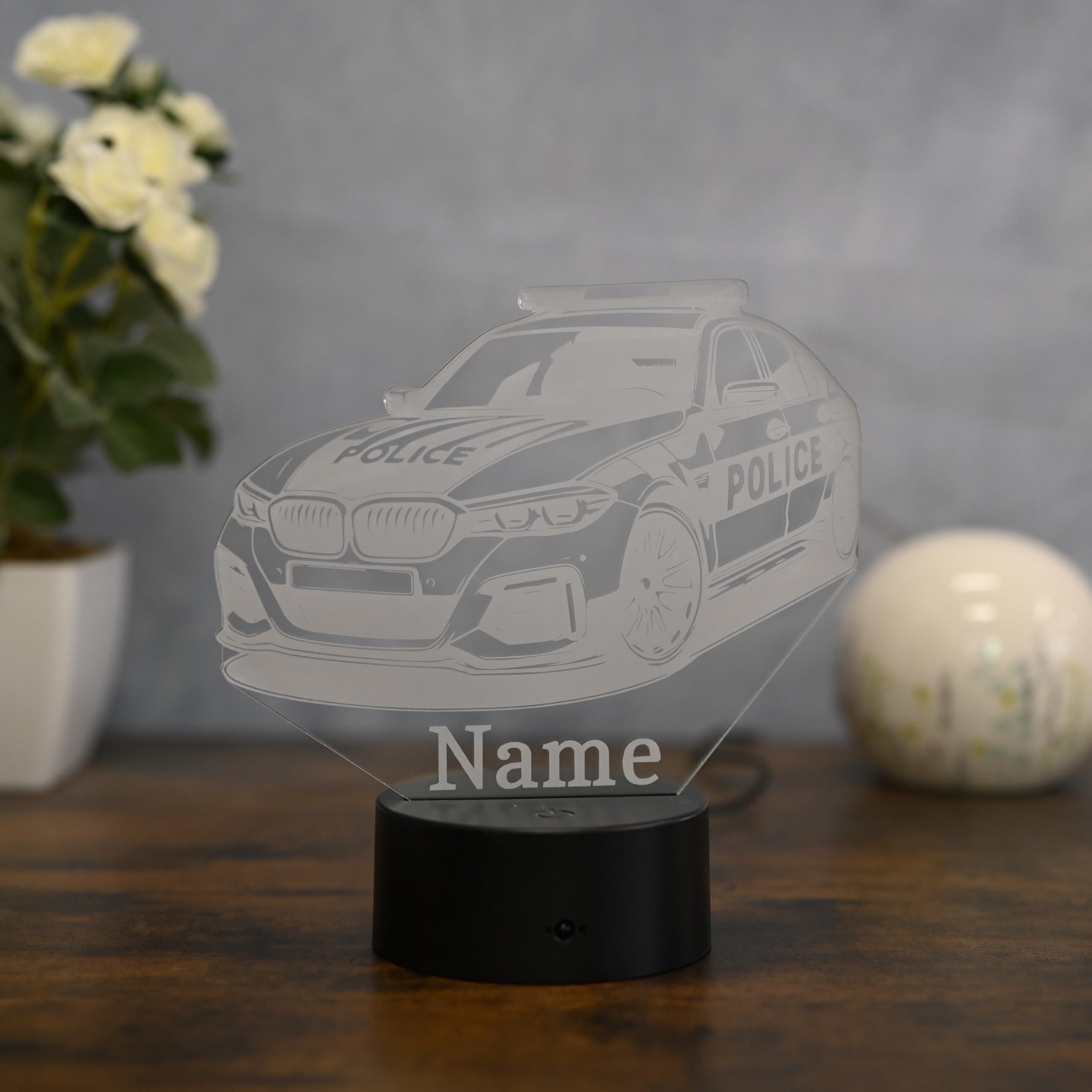 Personalisiertes LED Nachtlicht Polizei Geschenk idee für Polizeifans, dekoration für Polizisten und Polizistinen Sport auto als Polizei auto