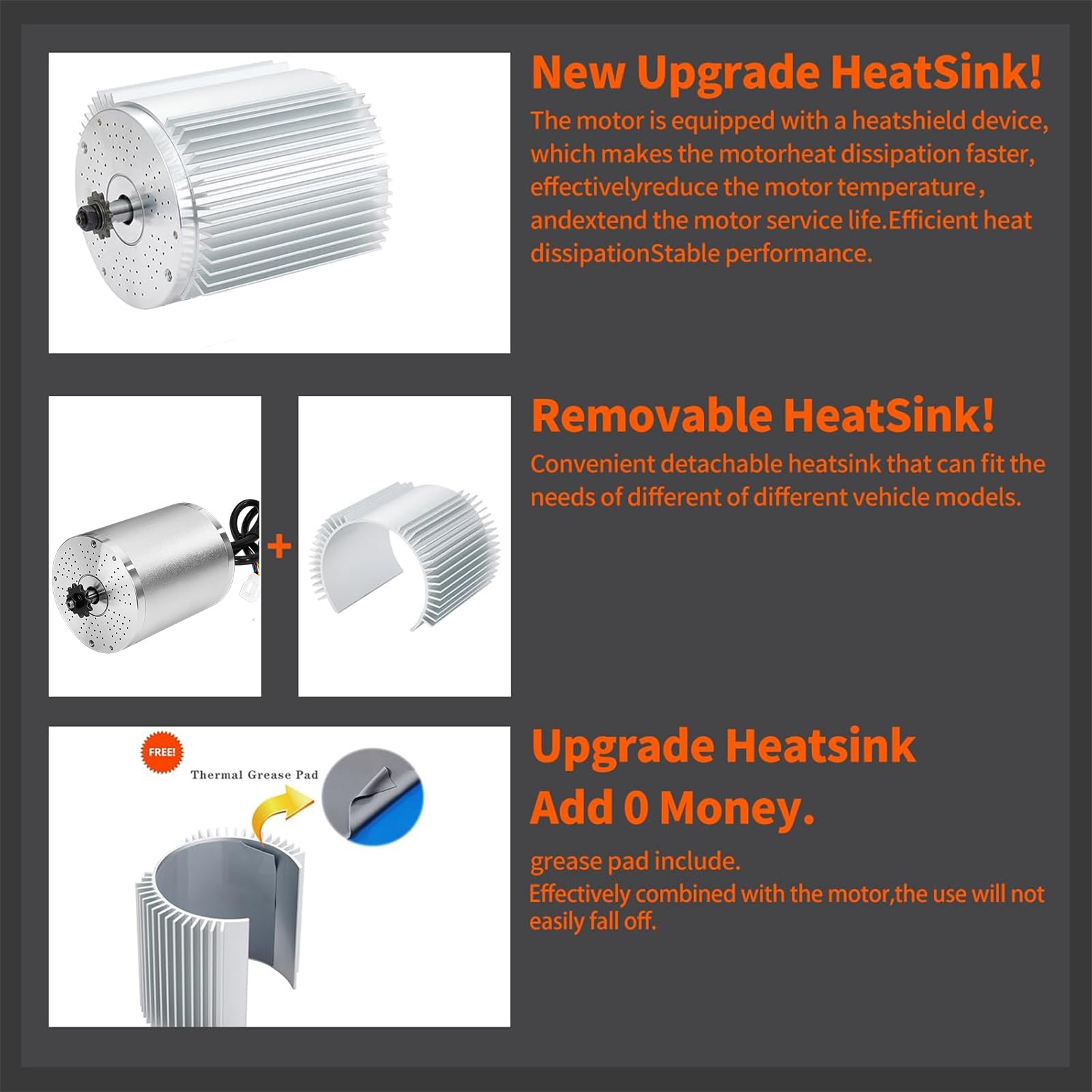 Kunray Electric Brushless DC Motor, 48V 2000W 4300RPM High Speed Motor Electric Scooter Bicycle Motorcycle Mid Drive Motor, DIY Part